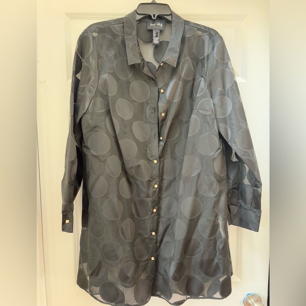 Joseph Ribkoff Black Sheer Duster Cover-Up XL
